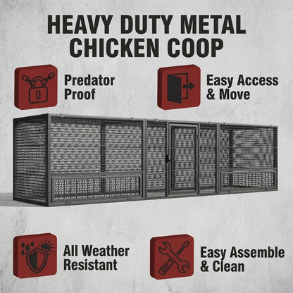 Thickened outdoor chicken coop cage set, black/silver metal, 4-panel bird cages by HouseOfZazla on Tampa Home & Garden Store