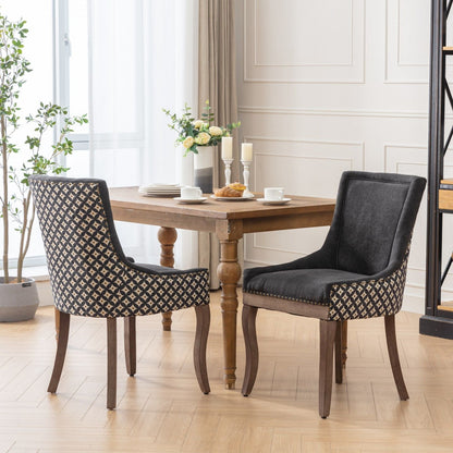 Ultra Side Dining Chair Set with wood legs; dark gray seats and geometric sides, 2 chairs on Tampa Home & Garden Store