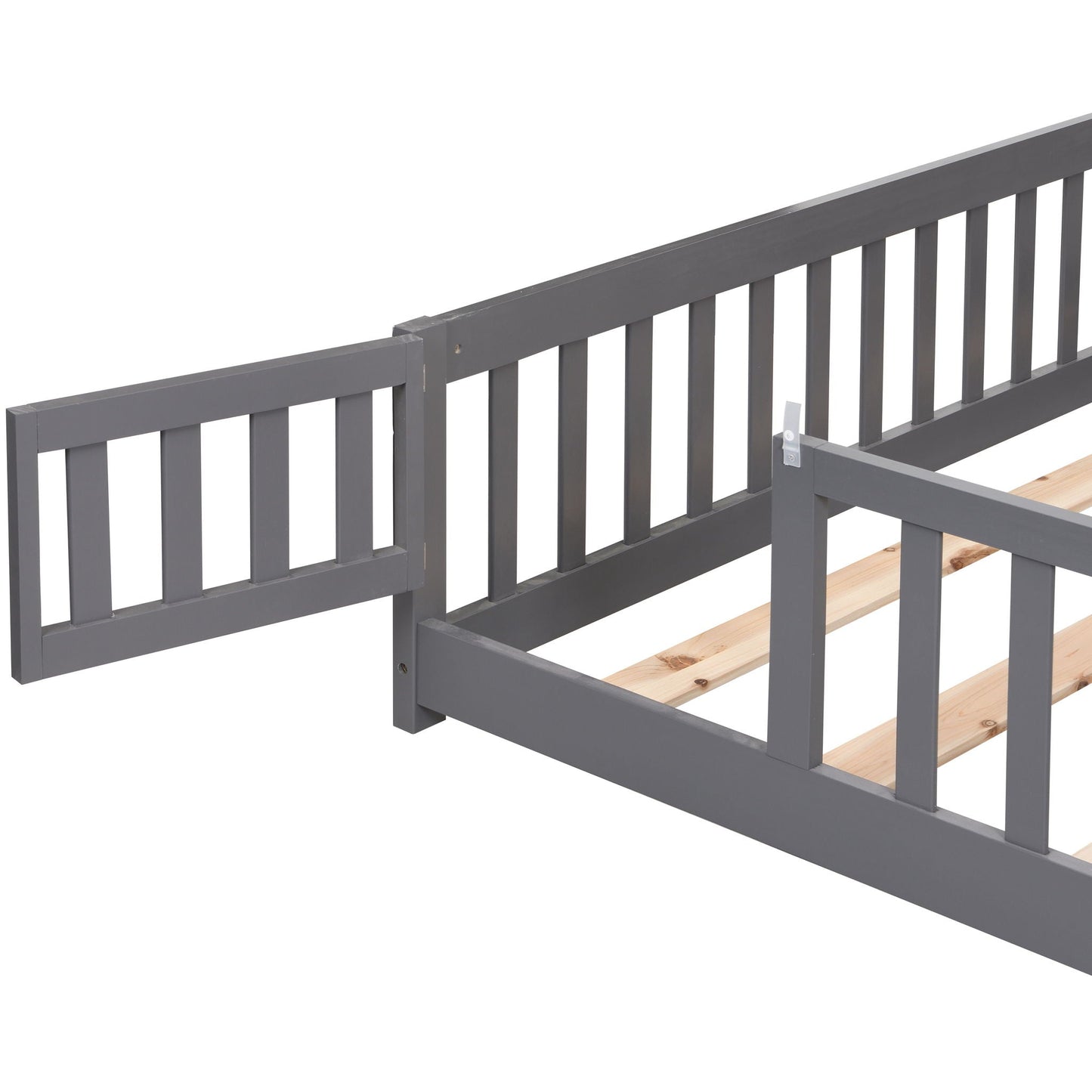 Solid wood floor bed with door and fence, gray platform bed by HouseOfZazla on Tampa Home & Garden Store