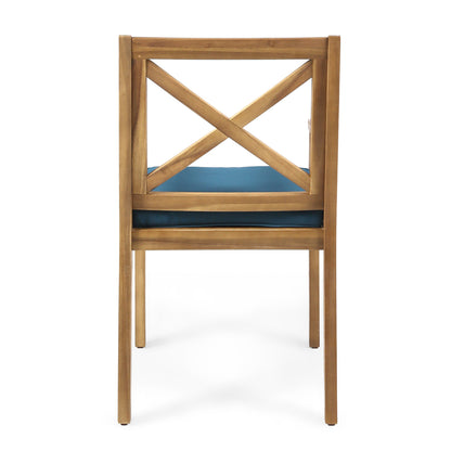 Perla dining chairs 2pc set with blue cushions, wooden outdoor furniture by HouseOfZazla on Tampa Home & Garden Store