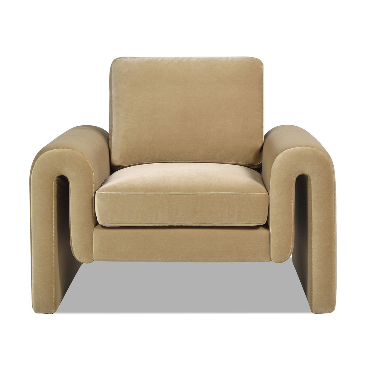 Arched Arm Chair in camel beige performance velvet with rounded arms on Tampa Home & Garden Store