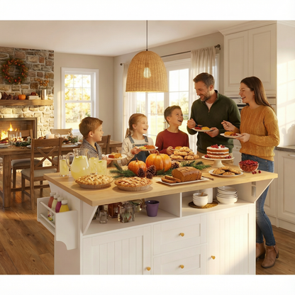 Large Kitchen Island with Drop Leaf and Wheels