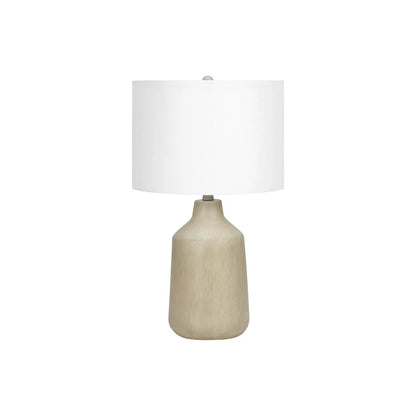 Concrete Table Lamp with Fabric Drum Shade
