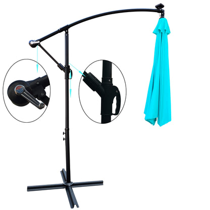 10 ft outdoor patio umbrella solar LED lighted sun shade teal canopy arm HouseOfZazla on Tampa Home & Garden Store