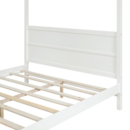 Modern Canopy Platform Bed and Wooden Headboard