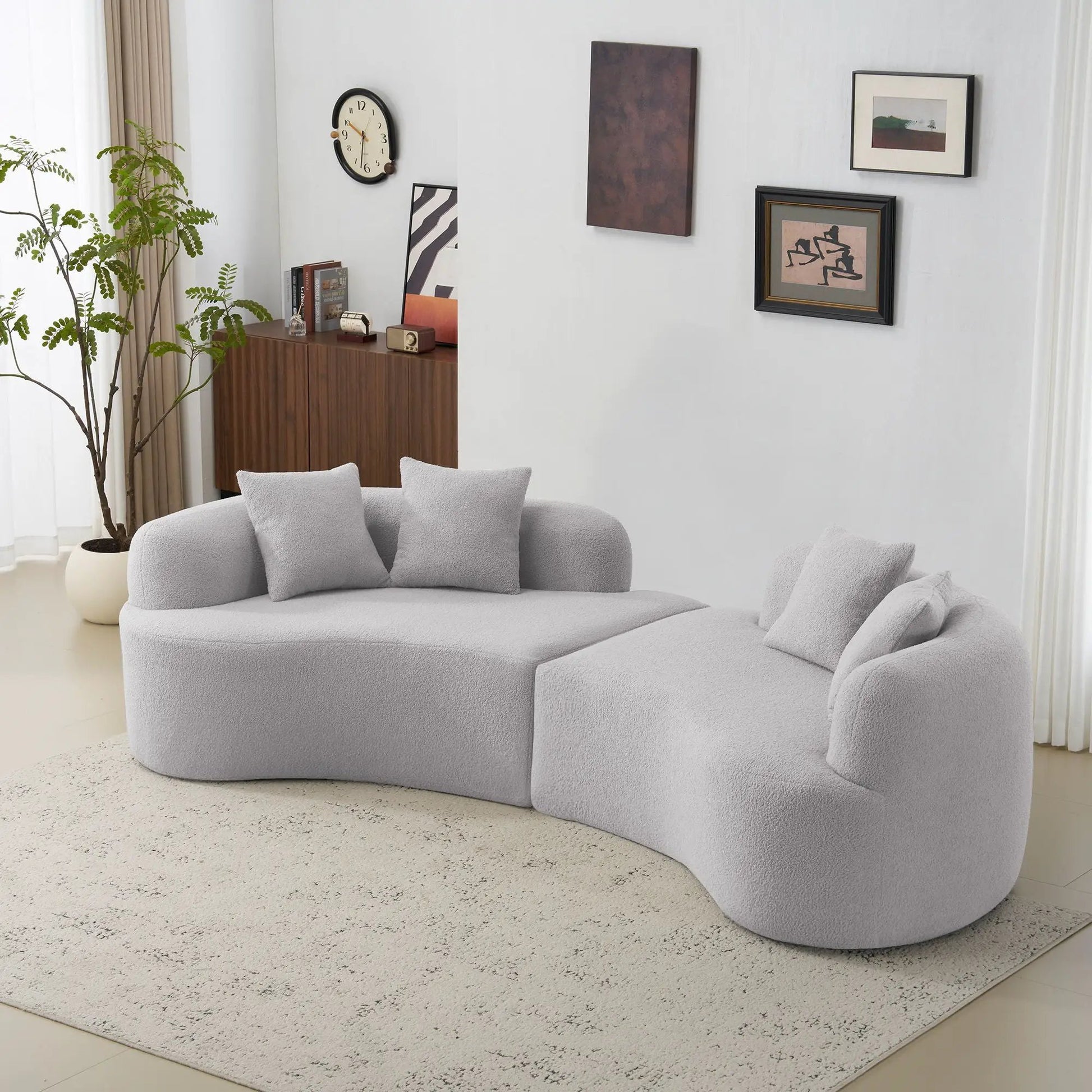 Curved 4 Seater Full Compression Sponge Sofa in light gray by Unique Piece Furniture on Tampa Home & Garden Store