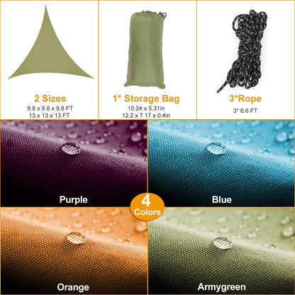 GemGear shade sail triangle canopy with storage bag and rope in Purple Armygreen on Tampa Home & Garden Store