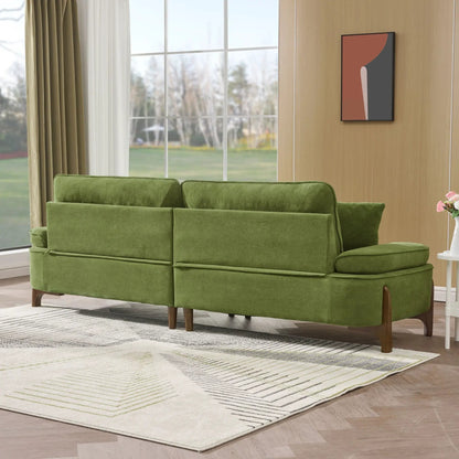 Stationary sofa green upholstery with pillows, deep seated, by Unique Piece Furniture on Tampa Home & Garden Store
