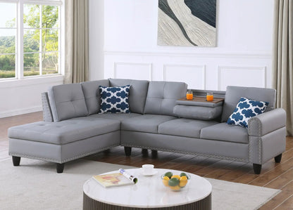 Irine gray sectional sofa with ottoman, 2-piece set, upholstery Unique Piece Furniture on Tampa Home & Garden Store