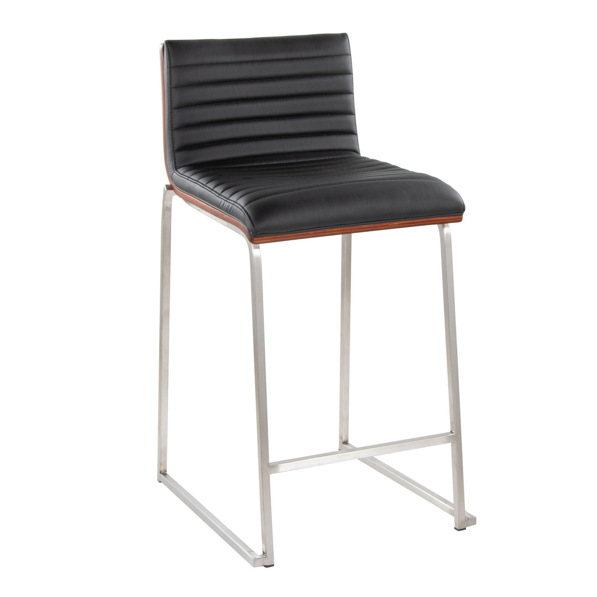 HouseOfZazla fixed-height counter stool with black tufted upholstery and chrome legs on Tampa Home & Garden Store
