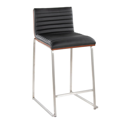 HouseOfZazla fixed-height counter stool with black tufted upholstery and chrome legs on Tampa Home & Garden Store