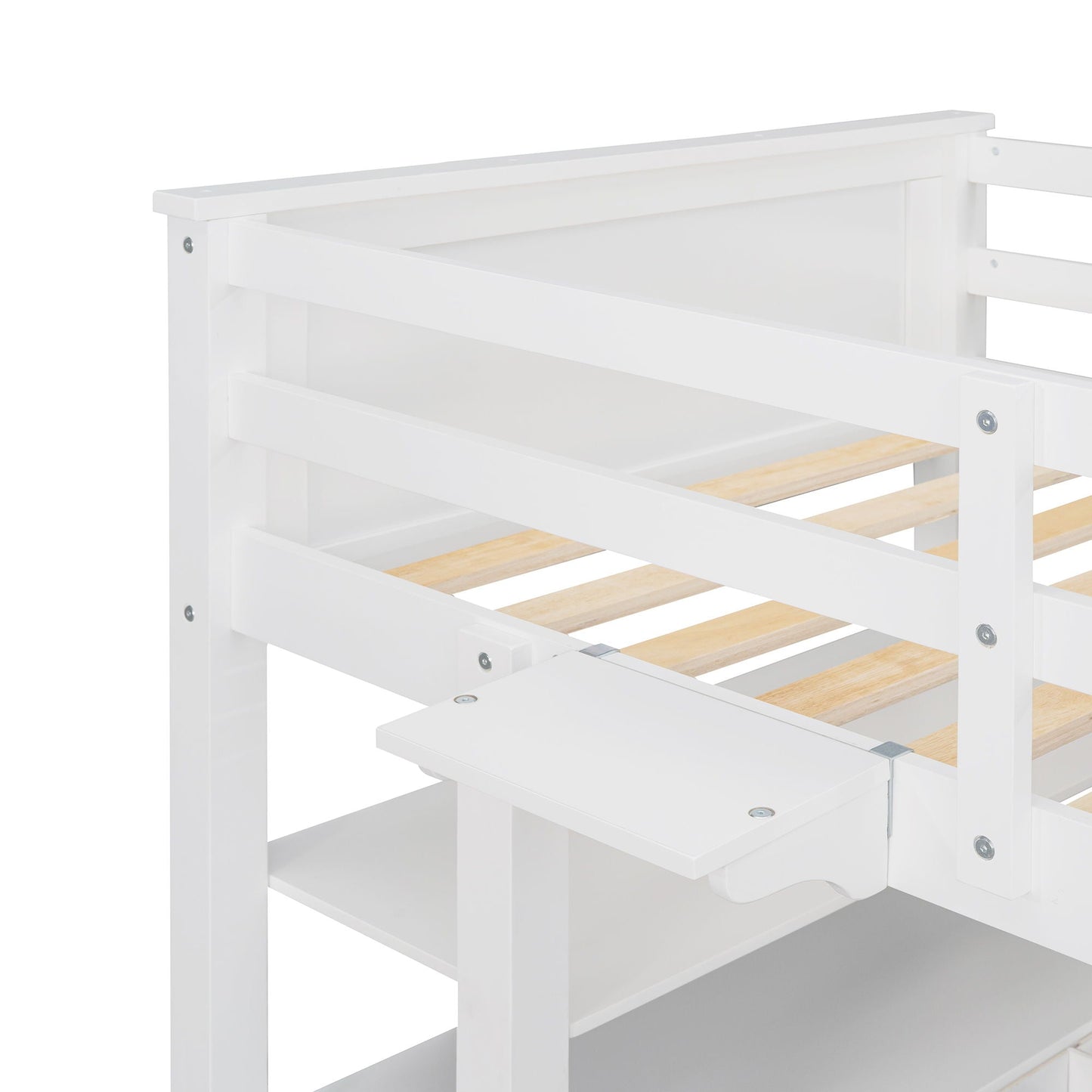 Space Saving Loft Bed with Desk and Drawers