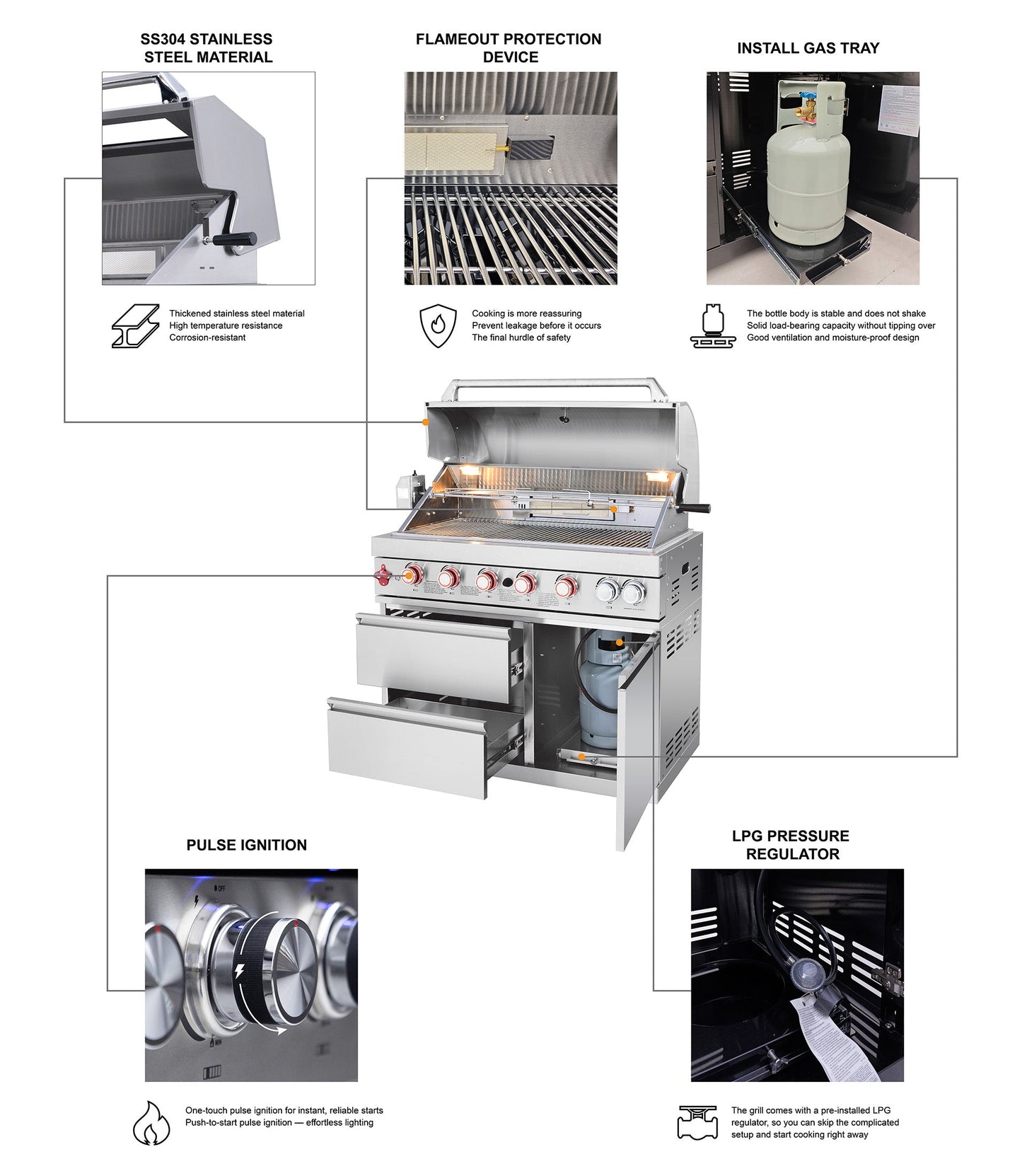 Outdoor Kitchen Island With Stainless Grill