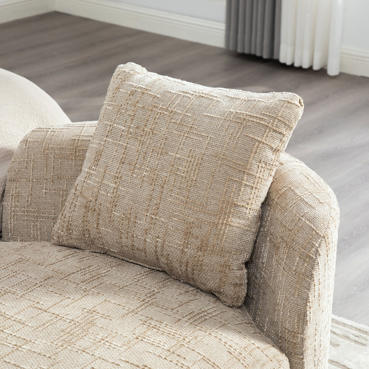 End of bed bench beige textured fabric with armrests by HouseOfZazla on Tampa Home & Garden Store