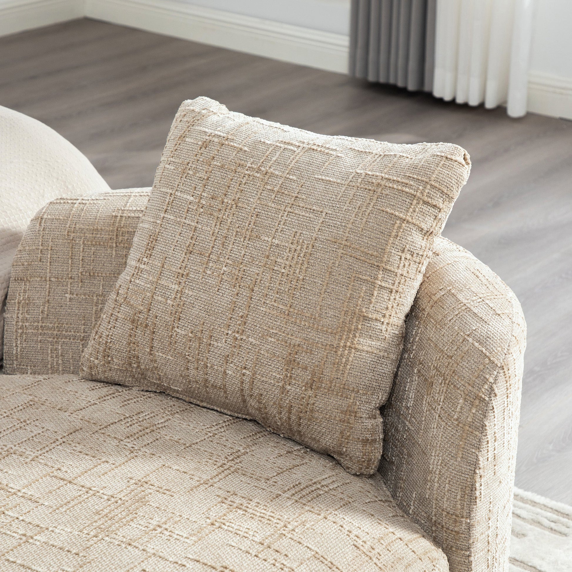 End of bed bench beige textured fabric with armrests by HouseOfZazla on Tampa Home & Garden Store