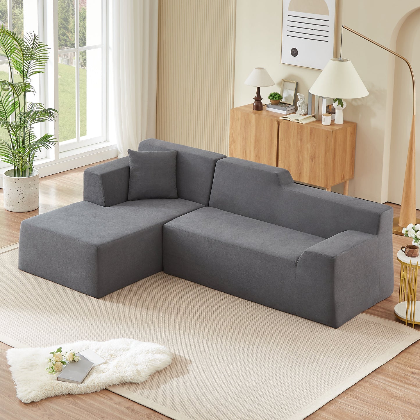 Modern Minimalist Wide Striped Corduroy Sofa