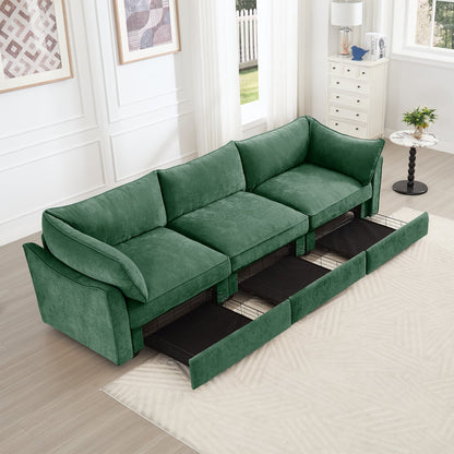 3 Seater Sofa with Pull Out Storage Drawers