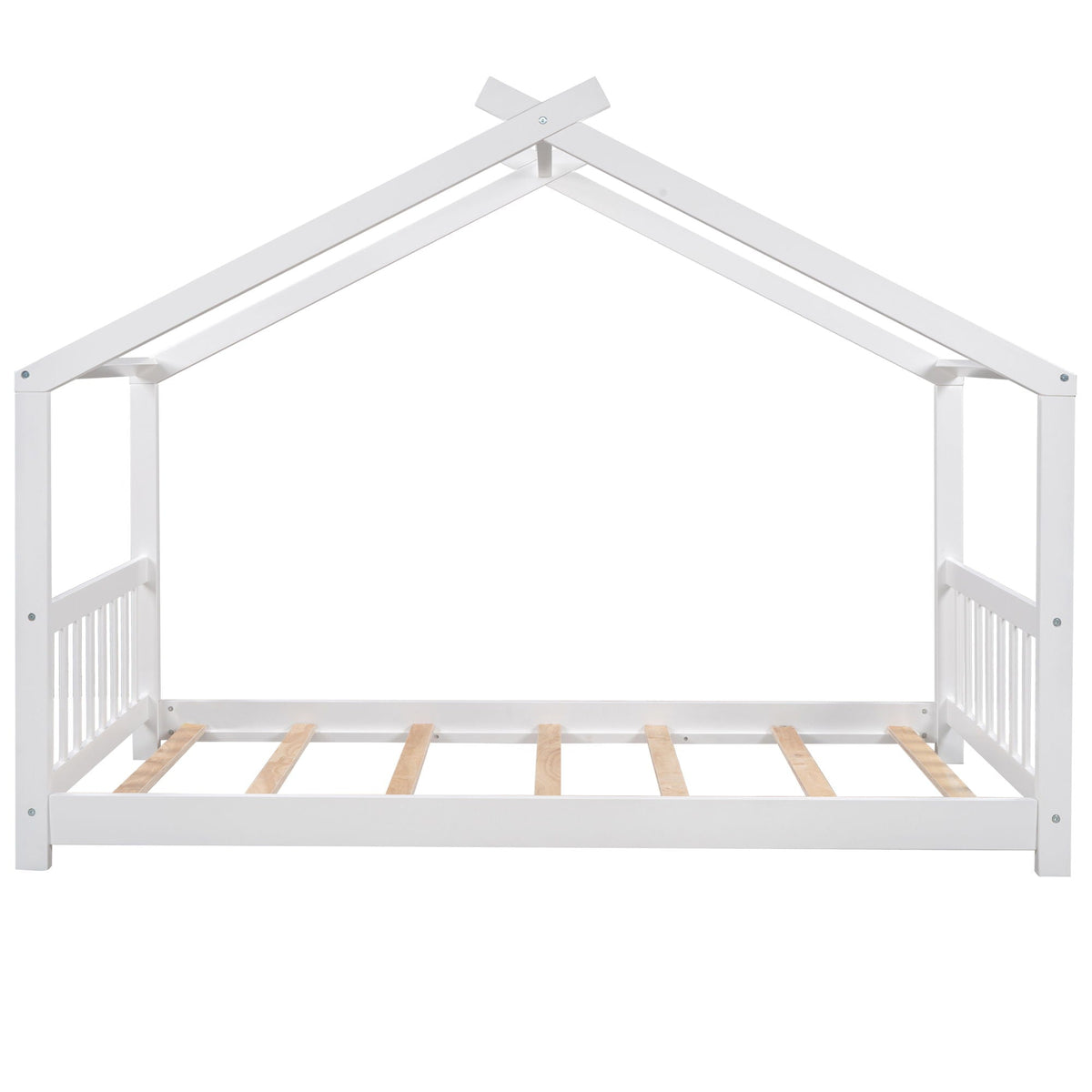 House platform bed white roof design with headboard and footboard, slatted base HouseOfZazla on Tampa Home & Garden Store