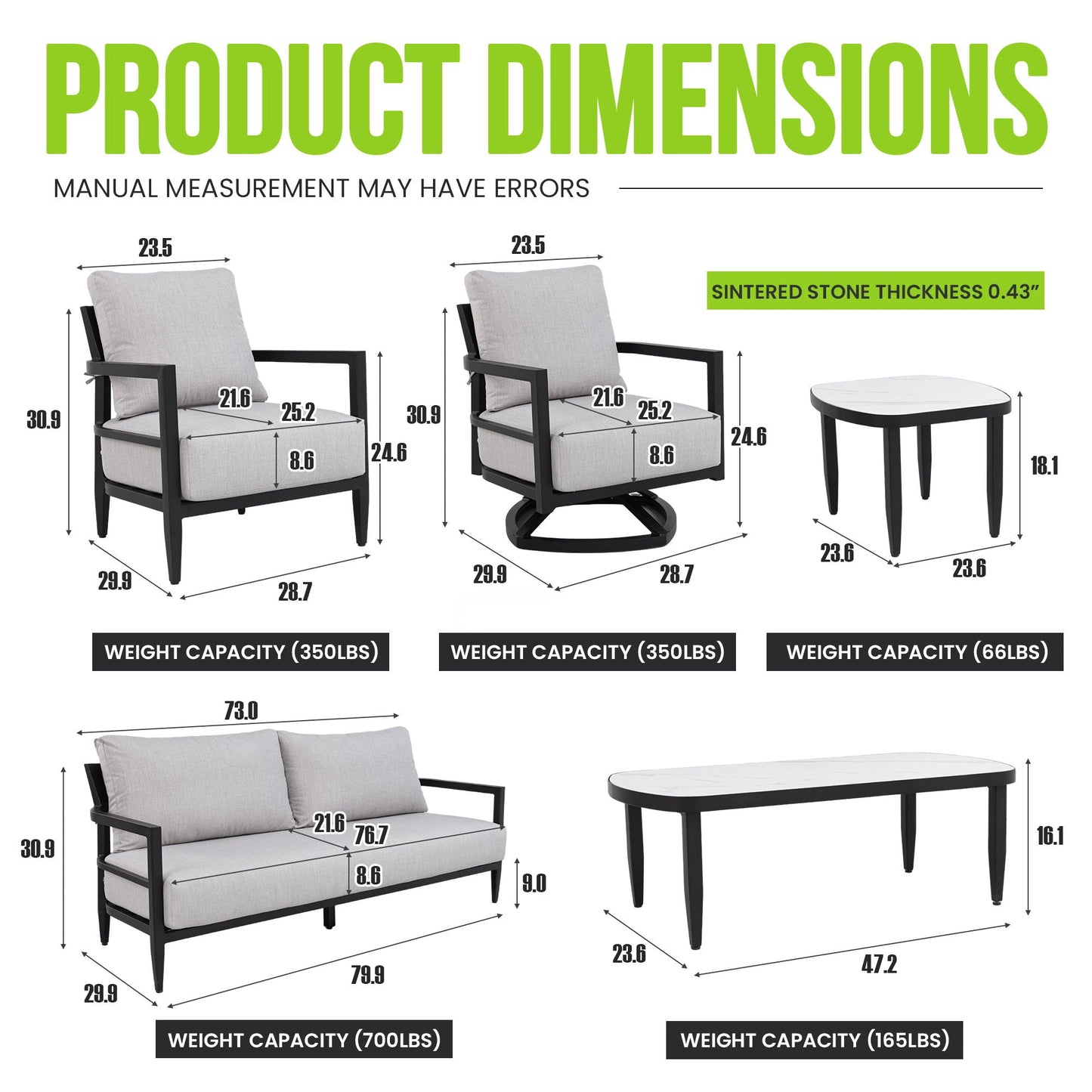 Outdoor Conversation Set with Sunbrella Cushions