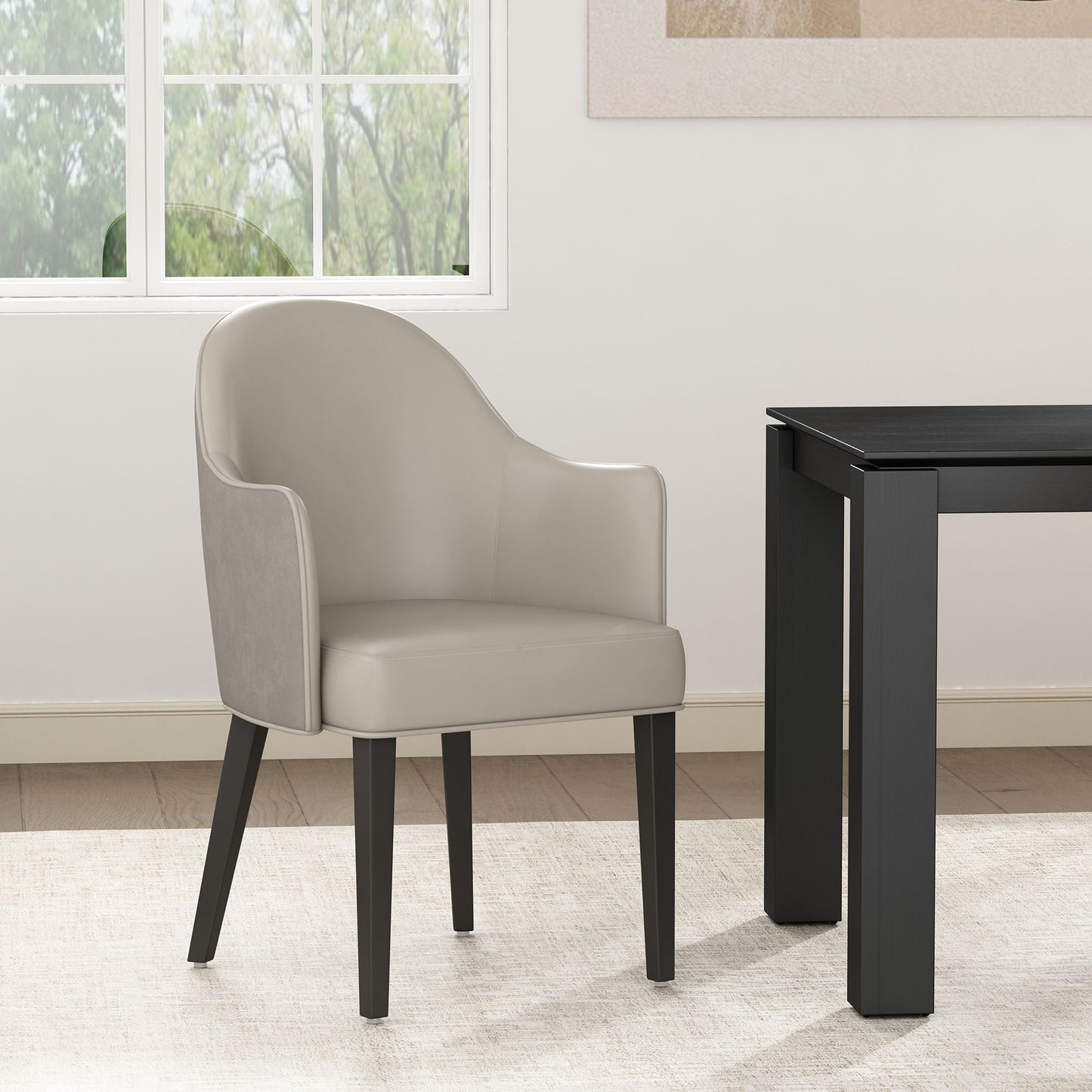 Modern Solid Beech Wood and Vegan Armchair
