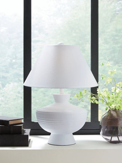Harelwood Poly Table Lamp in White Finish