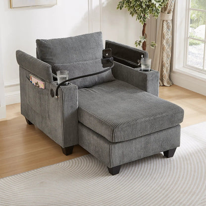 Convertible Chaise Lounge Chair With USB Ports