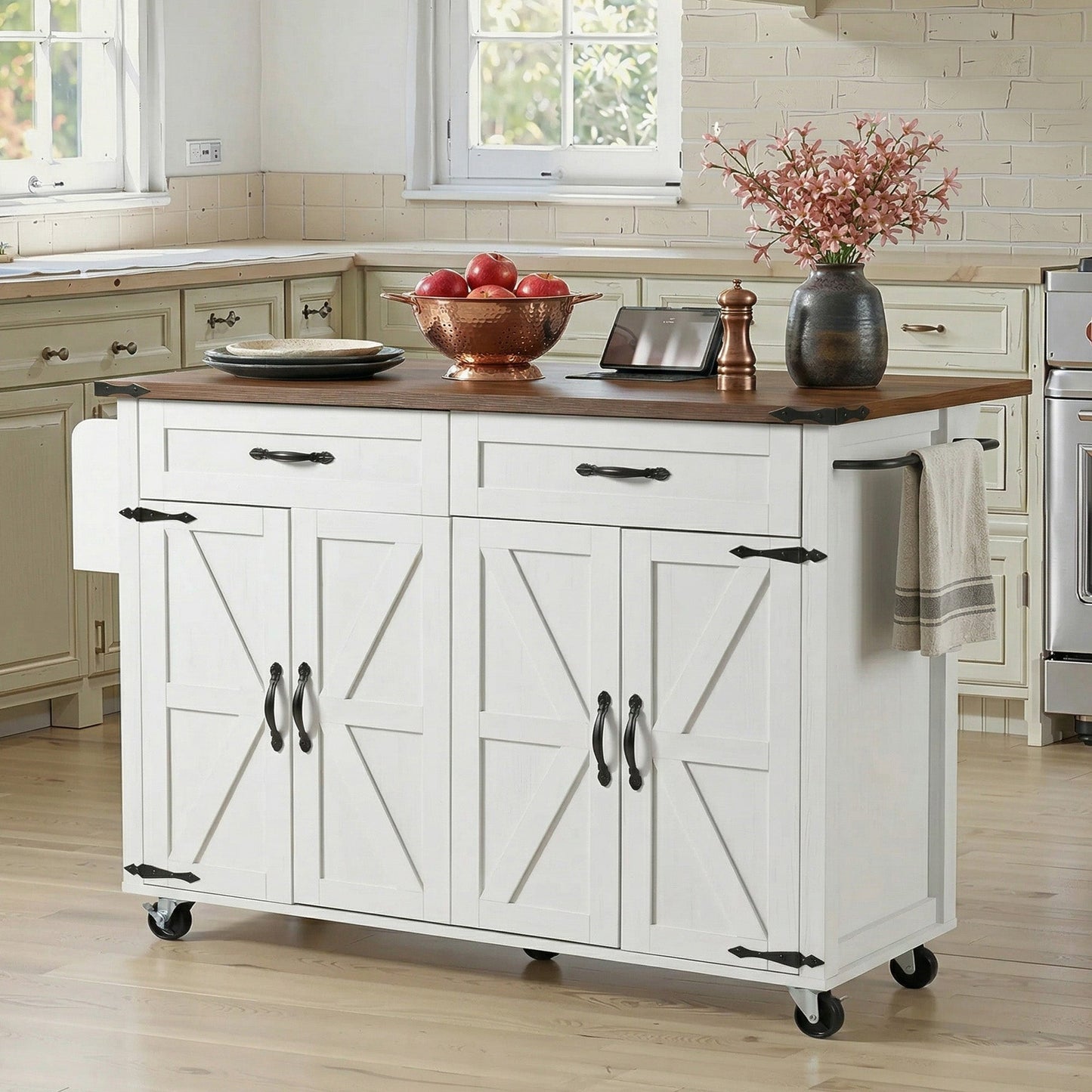Large Farmhouse Kitchen Island and Power Outlet