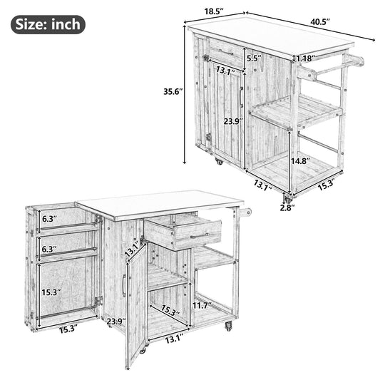 Outdoor Kitchen Island Fir Wood Prep Station with Stainless Steel Top 2-piece set HouseOfZazla on Tampa Home & Garden Store