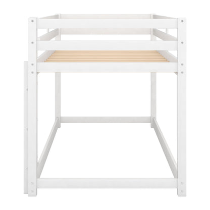 Floor bunk bed with ladder, white wooden frame with slatted base, HouseOfZazla bunk beds on Tampa Home & Garden Store