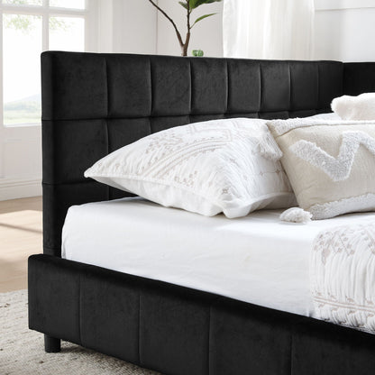 Mid Century Storage Upholstered Tufted Bed Frame