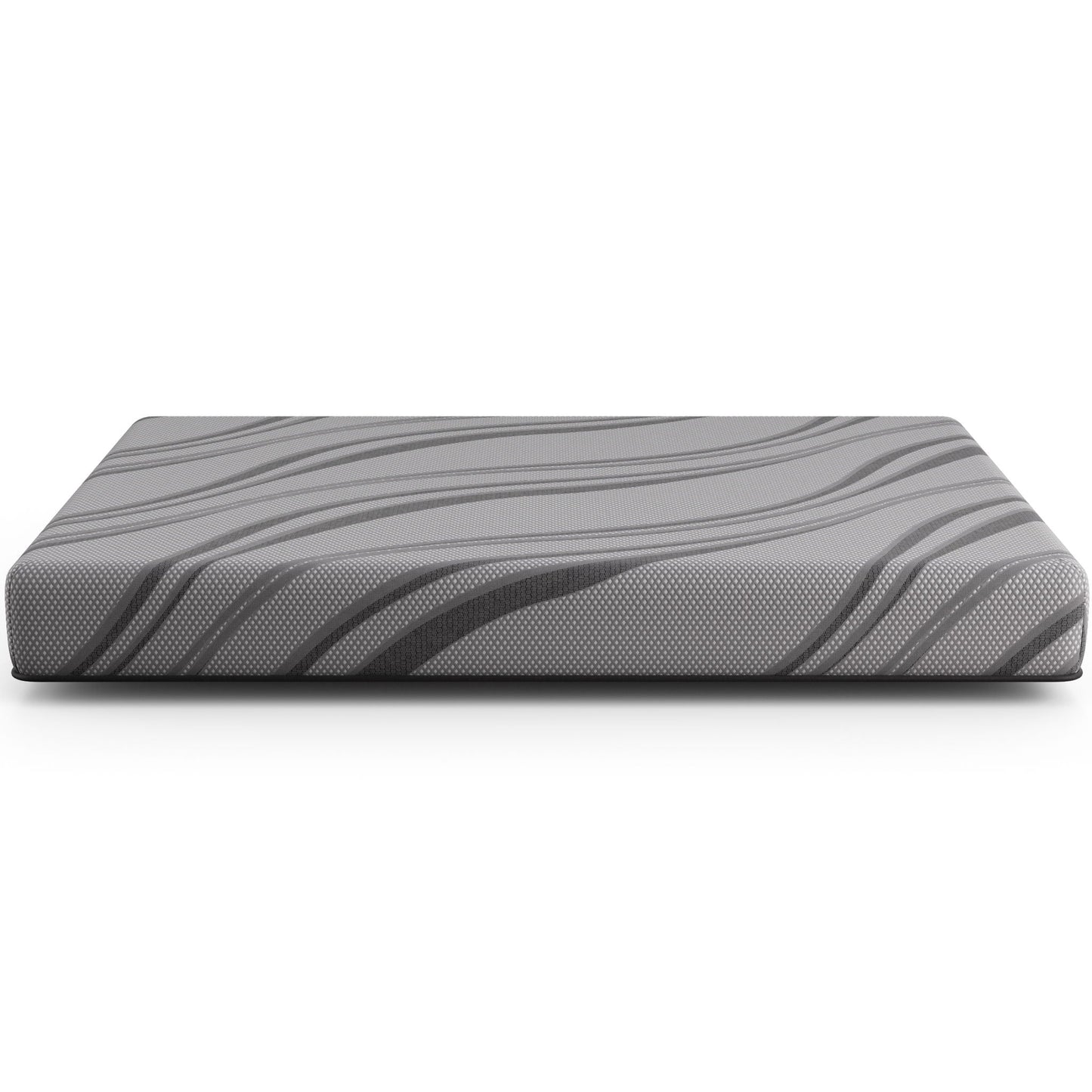 Bib Nl 8in Pro Gel Foam Firm Hybrid Mattress by HouseOfZazla, gray striped cover on Tampa Home & Garden Store