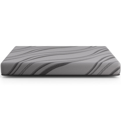 Bib Nl 8in Pro Gel Foam Firm Hybrid Mattress by HouseOfZazla, gray striped cover on Tampa Home & Garden Store