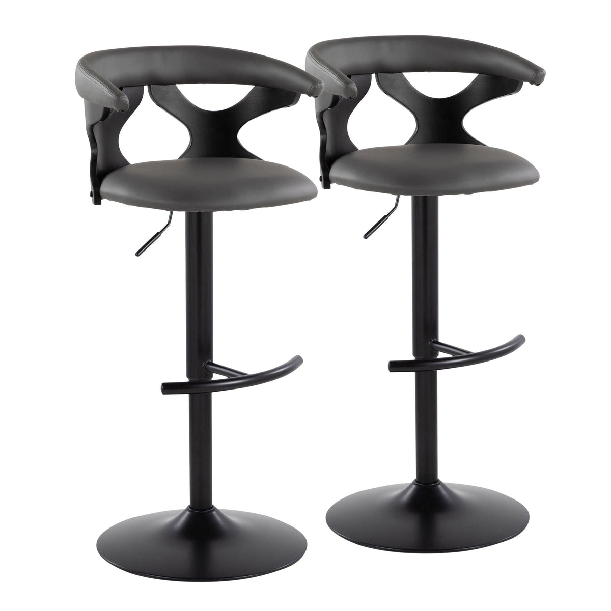 Contemporary adjustable barstool set, 2 black swivel stools from HouseOfZazla T-footrests on Tampa Home & Garden Store