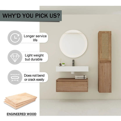 Contemporary Wall Mounted Vanity with Resin Sink
