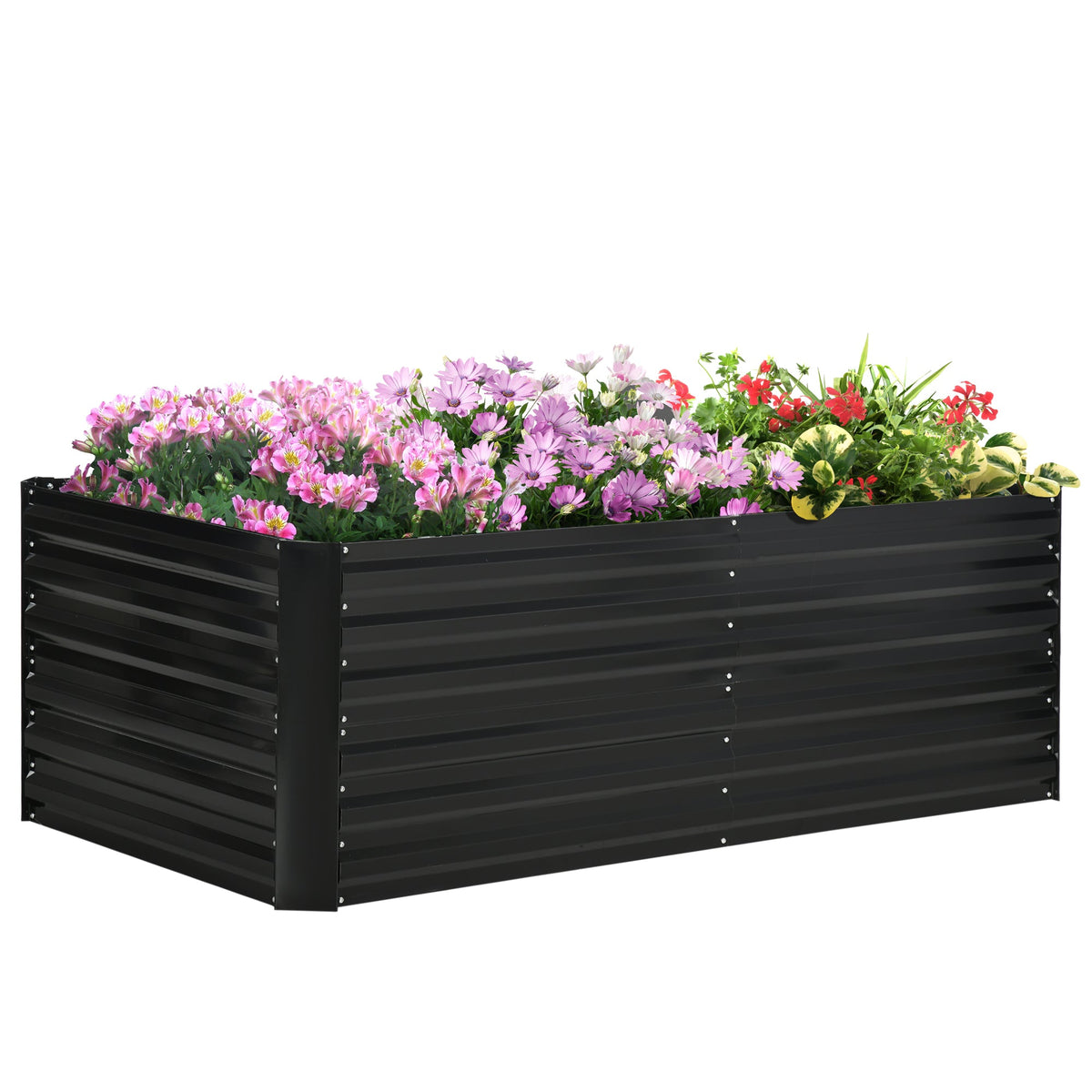 Galvanized raised garden bed kit in black with reinforcing bars on Tampa Home & Garden Store