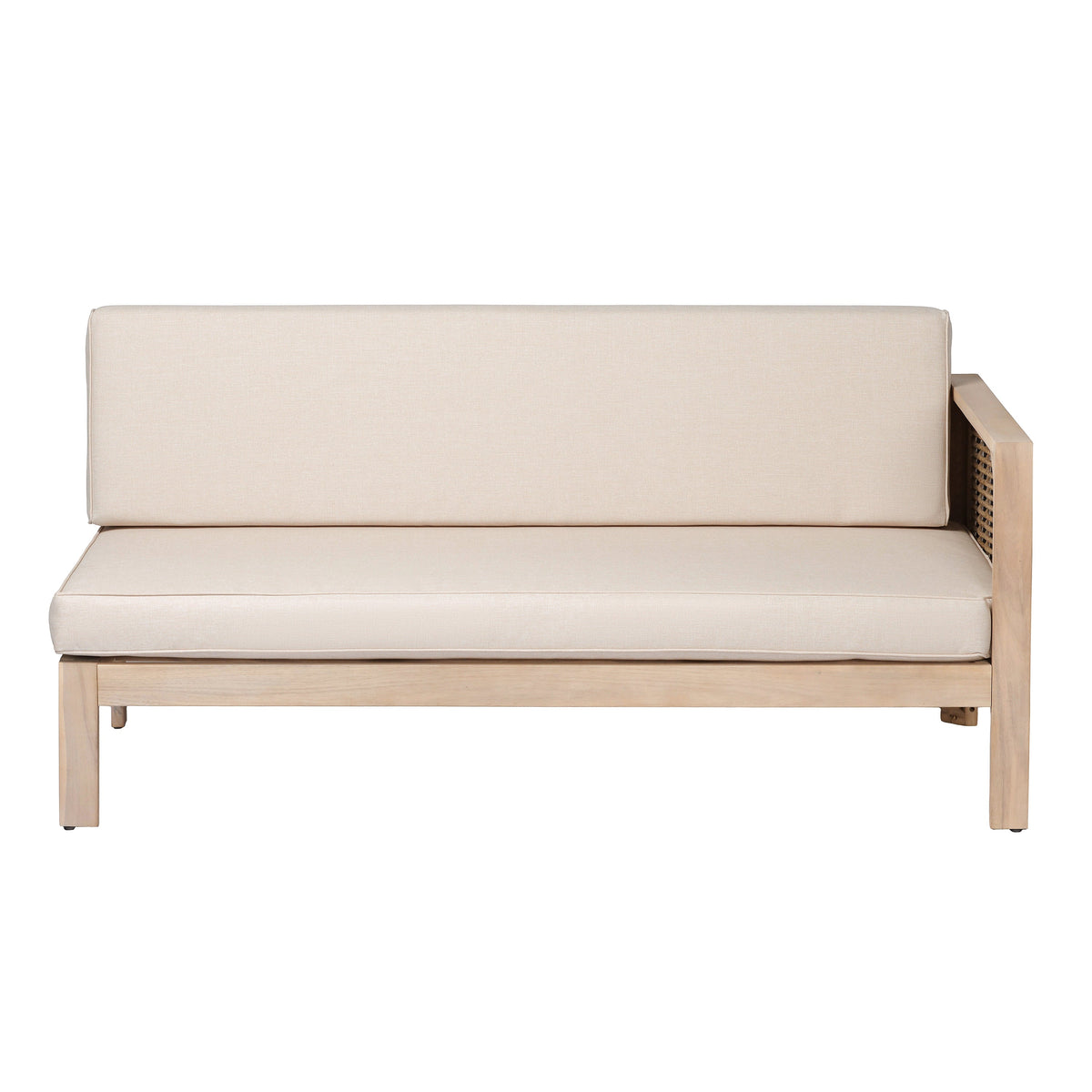 Emir Acacia 5 Seater Sofa beige cushions with acacia wood frame for patio by HouseOfZazla on Tampa Home & Garden Store