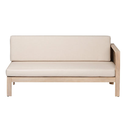 Emir Acacia 5 Seater Sofa beige cushions with acacia wood frame for patio by HouseOfZazla on Tampa Home & Garden Store