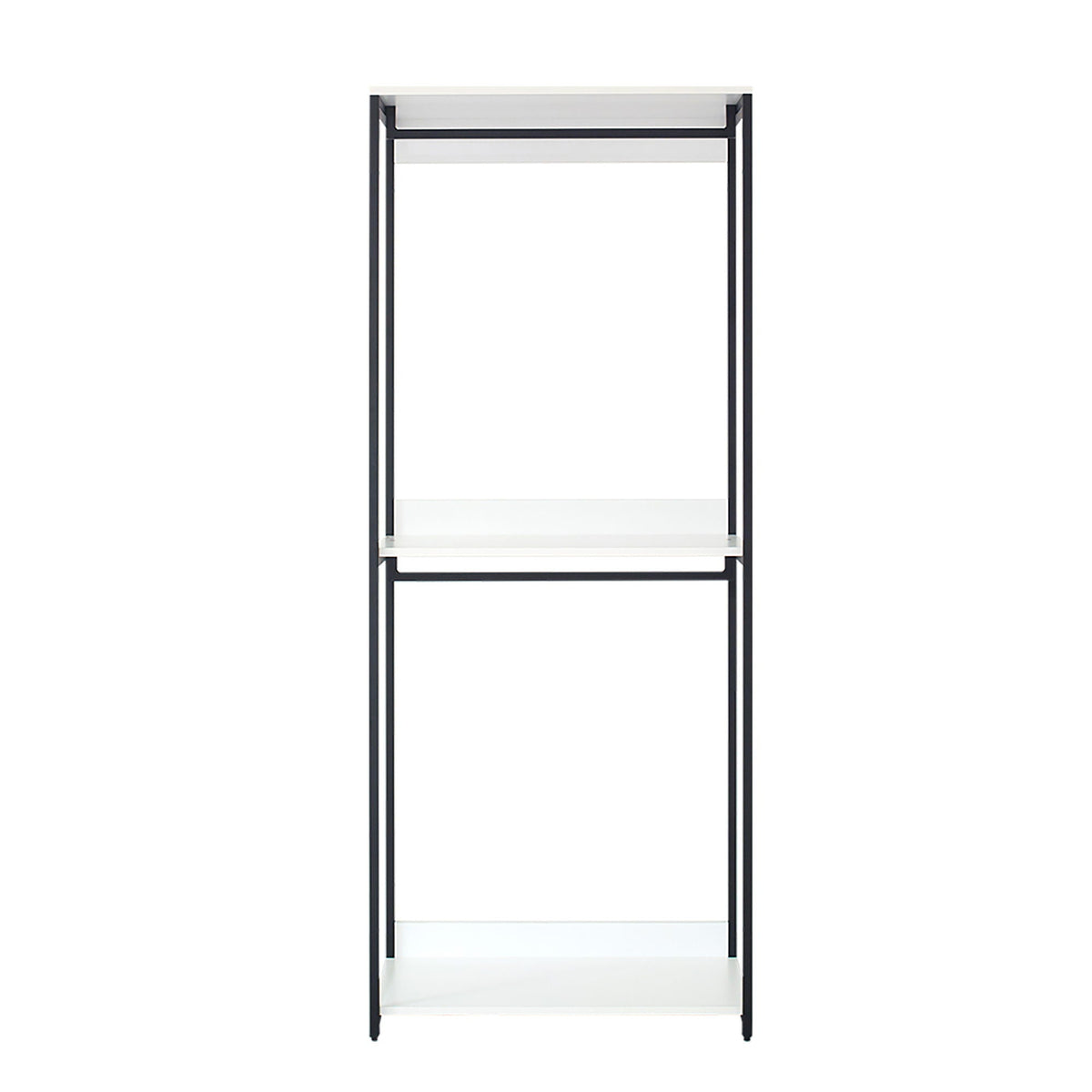Walk-in white closet with adjustable shelves and powder-coated metal frame on Tampa Home & Garden Store