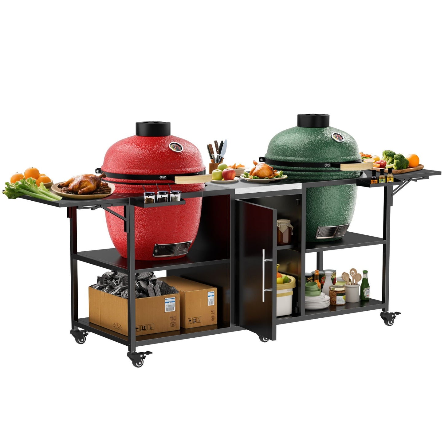 Stainless Steel Cart for Two Big Egg Grills