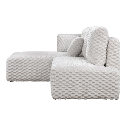 Manya ivory sectional sofa with chunky textured boucle upholstery, stationary design on Tampa Home & Garden Store
