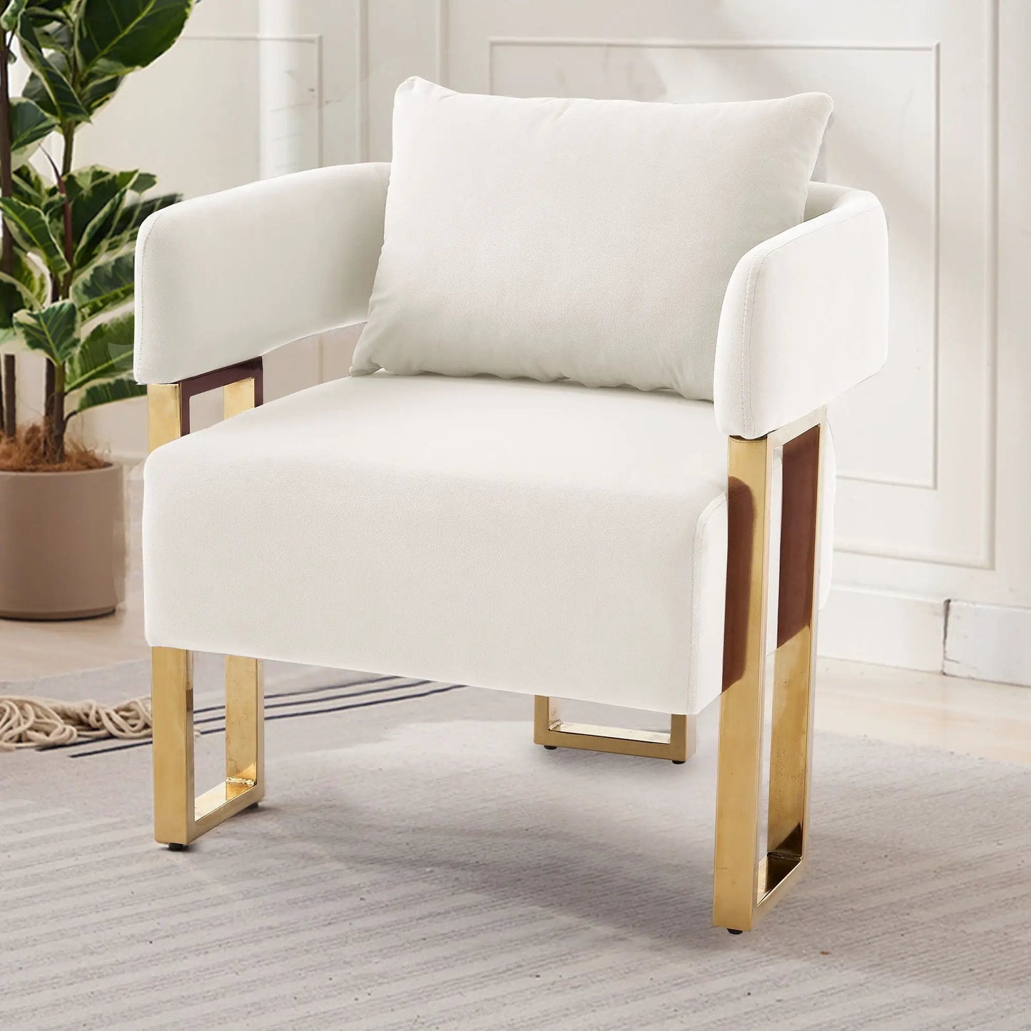 Modern Classic Teddy Fleece Chair with Metal Foot