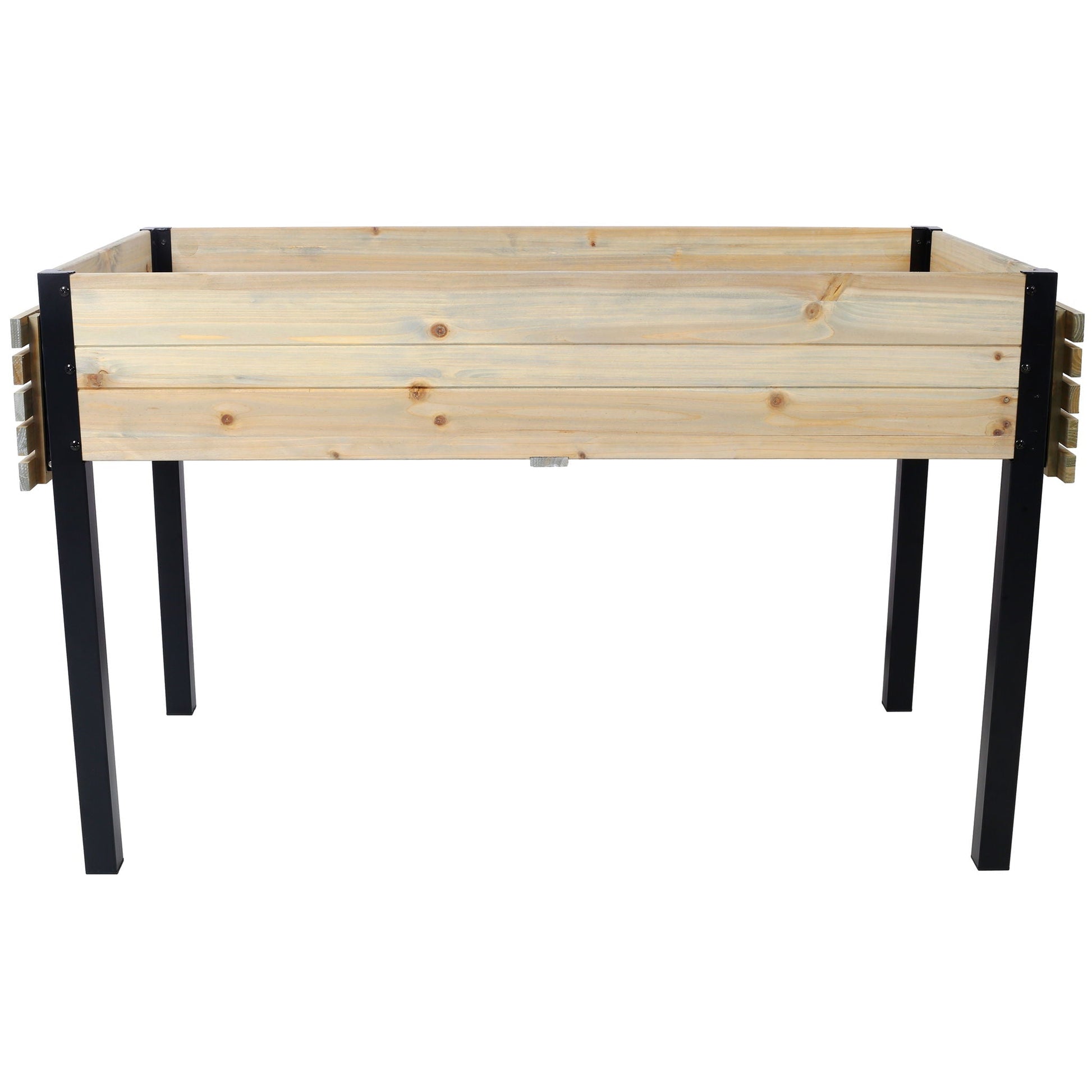 Raised garden bed with metal legs and folding storage shelf by HouseOfZazla, natural wood on Tampa Home & Garden Store