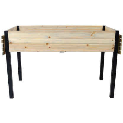 Raised garden bed with metal legs and folding storage shelf by HouseOfZazla, natural wood on Tampa Home & Garden Store