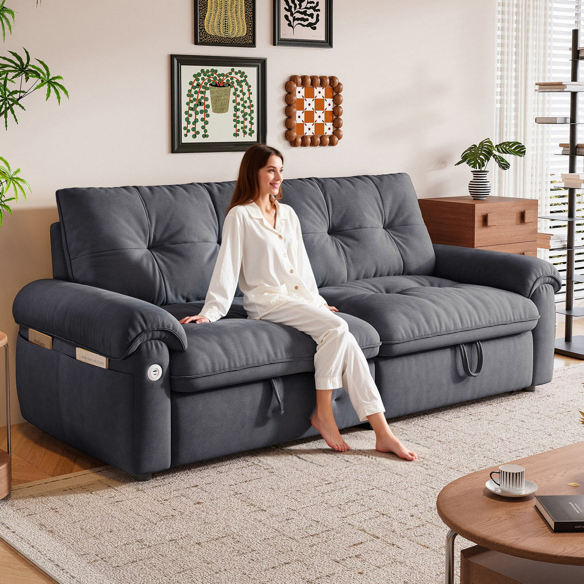 77 Inch Modern and Cozy Convertible Sofa Bed
