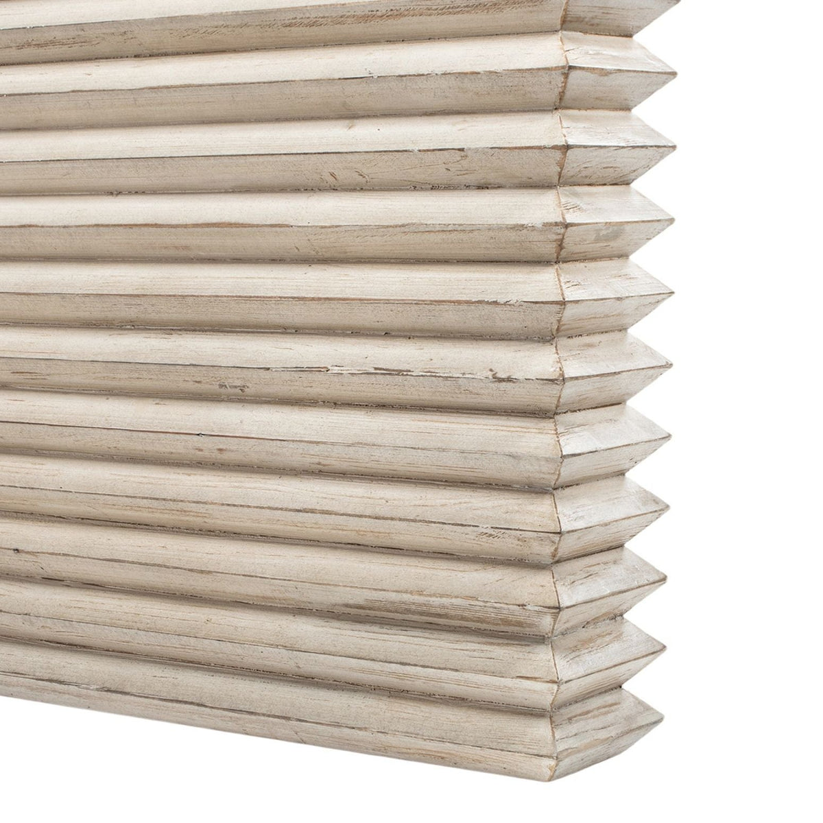 Dining table whitewashed wood slats stacked with beveled edges on Tampa Home & Garden Store