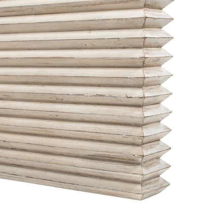 Dining table whitewashed wood slats stacked with beveled edges on Tampa Home & Garden Store