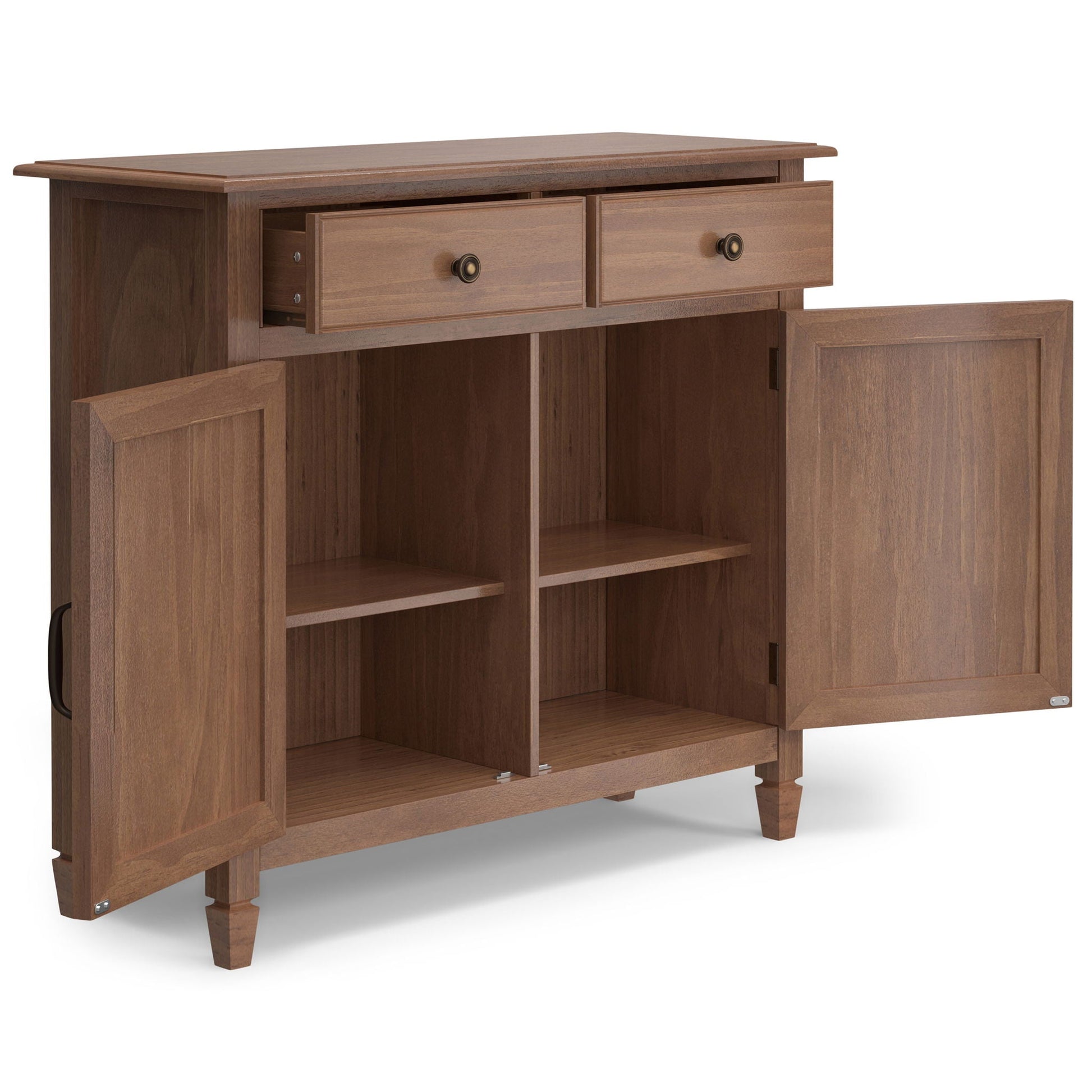 Connaught Entryway Cabinet, wood finish with two top drawers and side doors, HouseOfZazla on Tampa Home & Garden Store
