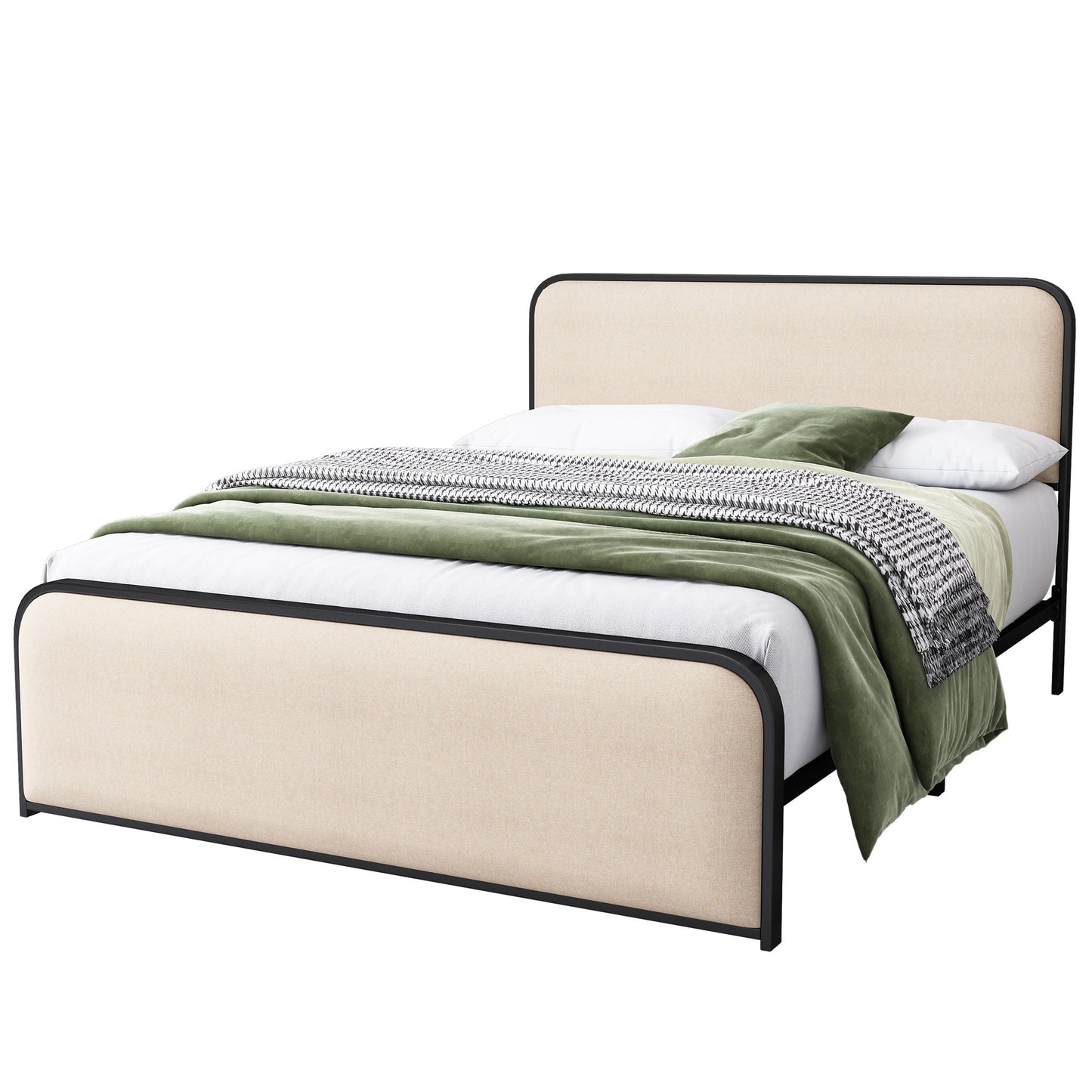 Modern Curved Upholstered Headboard and Footboard