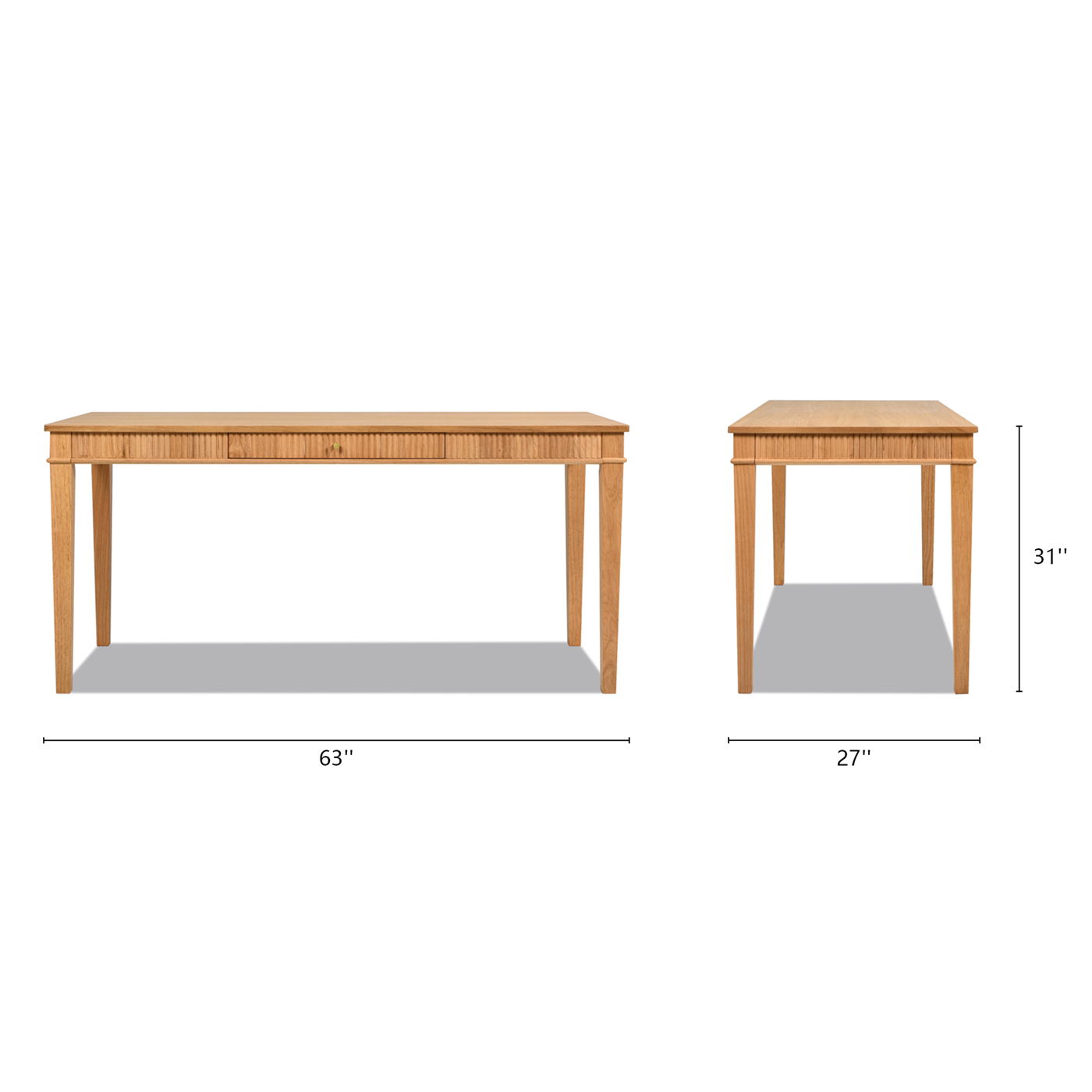 Dumont 1-Drawer Fluted Writing Desk in natural blonde by HouseOfZazla; desk with side table on Tampa Home & Garden Store