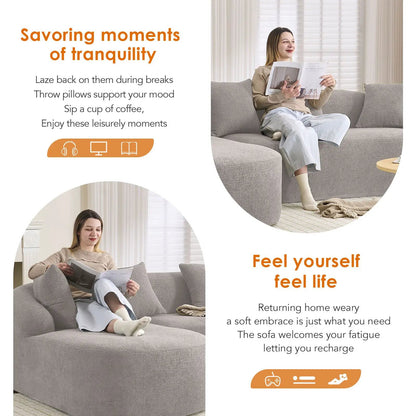 Combined Sofa With 4 Pillows, light gray stationary sectional in a bright living room on Tampa Home & Garden Store